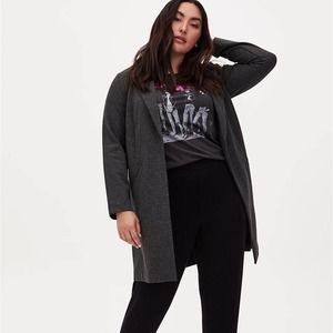 NWT Torrid 0x Grey Herringbone Boyfriend Knit Blazer Trench